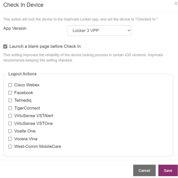 Check In Device Actions – GroundControl